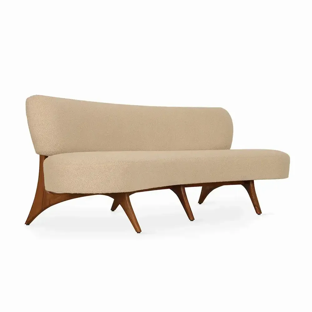 Sofas - Kopiko - Three Seater Teakwood Curved Sofa - ALANKARAM