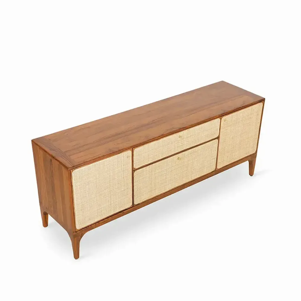 Meubles TV - Meuble TV en teck Loodus avec rotin - ALANKARAM