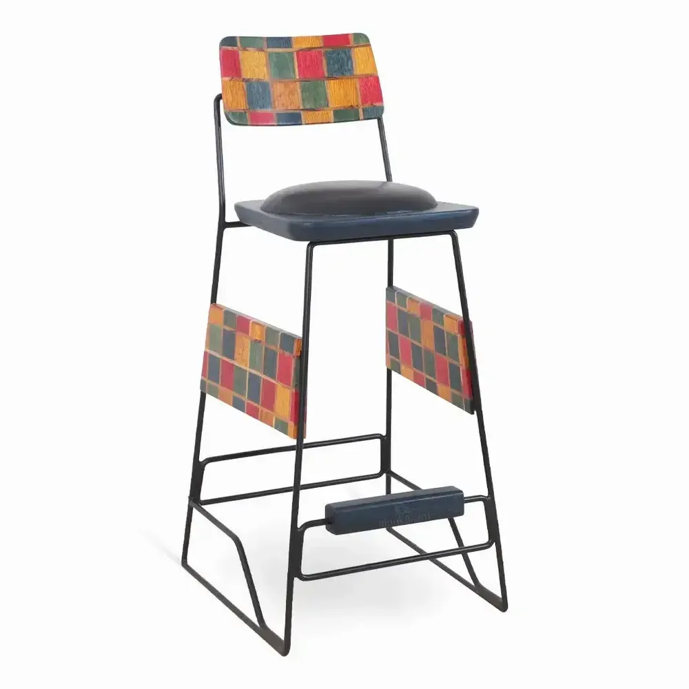 Chairs - Nalaza - High / Bar chair Nevy Blue - ALANKARAM