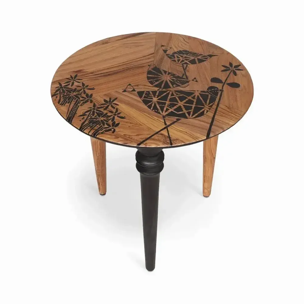 Autres tables  - Marami - Table d'appoint en teck avec plateau peint en noir - ALANKARAM