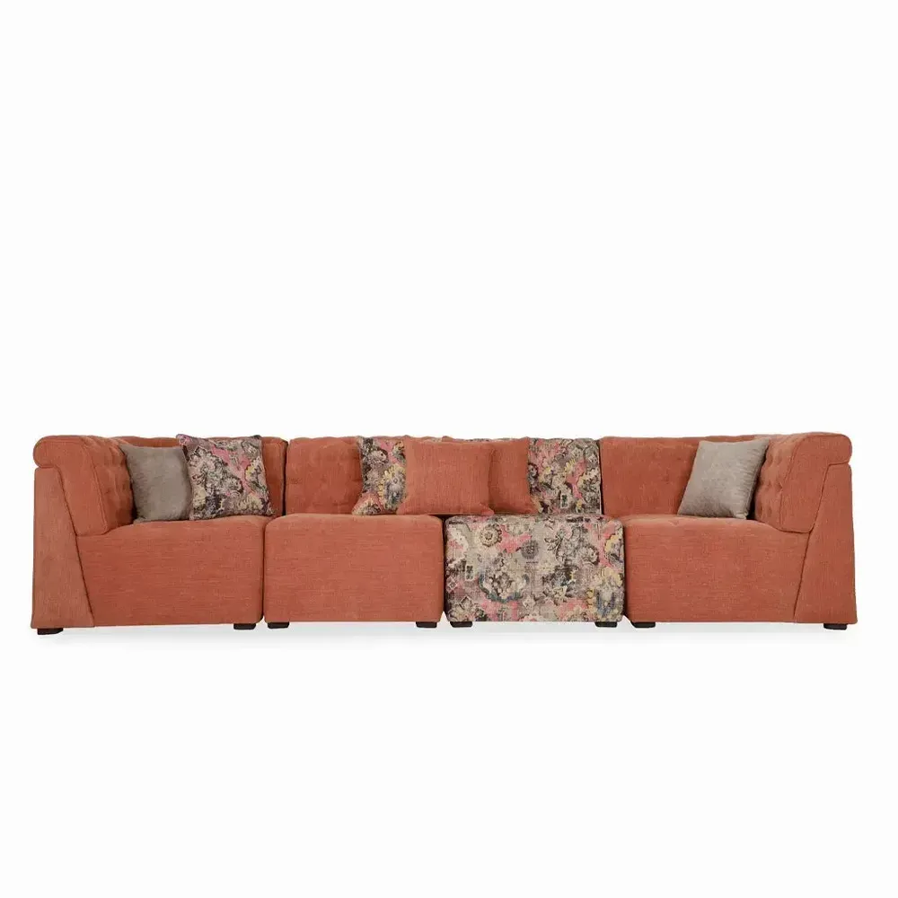 Sofas - Megharia - Four Seater sofa with Pouffe - ALANKARAM
