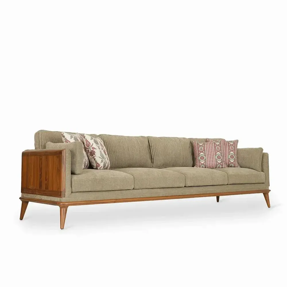 Sofas - Mysig - Four Seater Teakwood Sofa - ALANKARAM