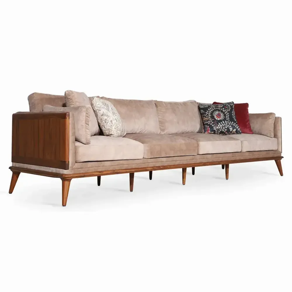 Sofas - Mysig - Four Seater Teakwood Sofa - ALANKARAM