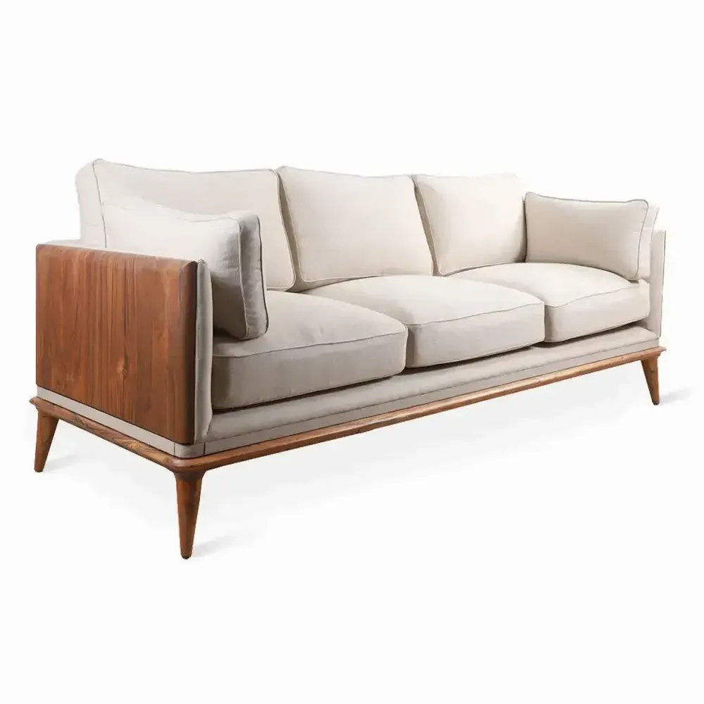 Sofas - Mysig - Three Seater Teakwood Sofa - ALANKARAM