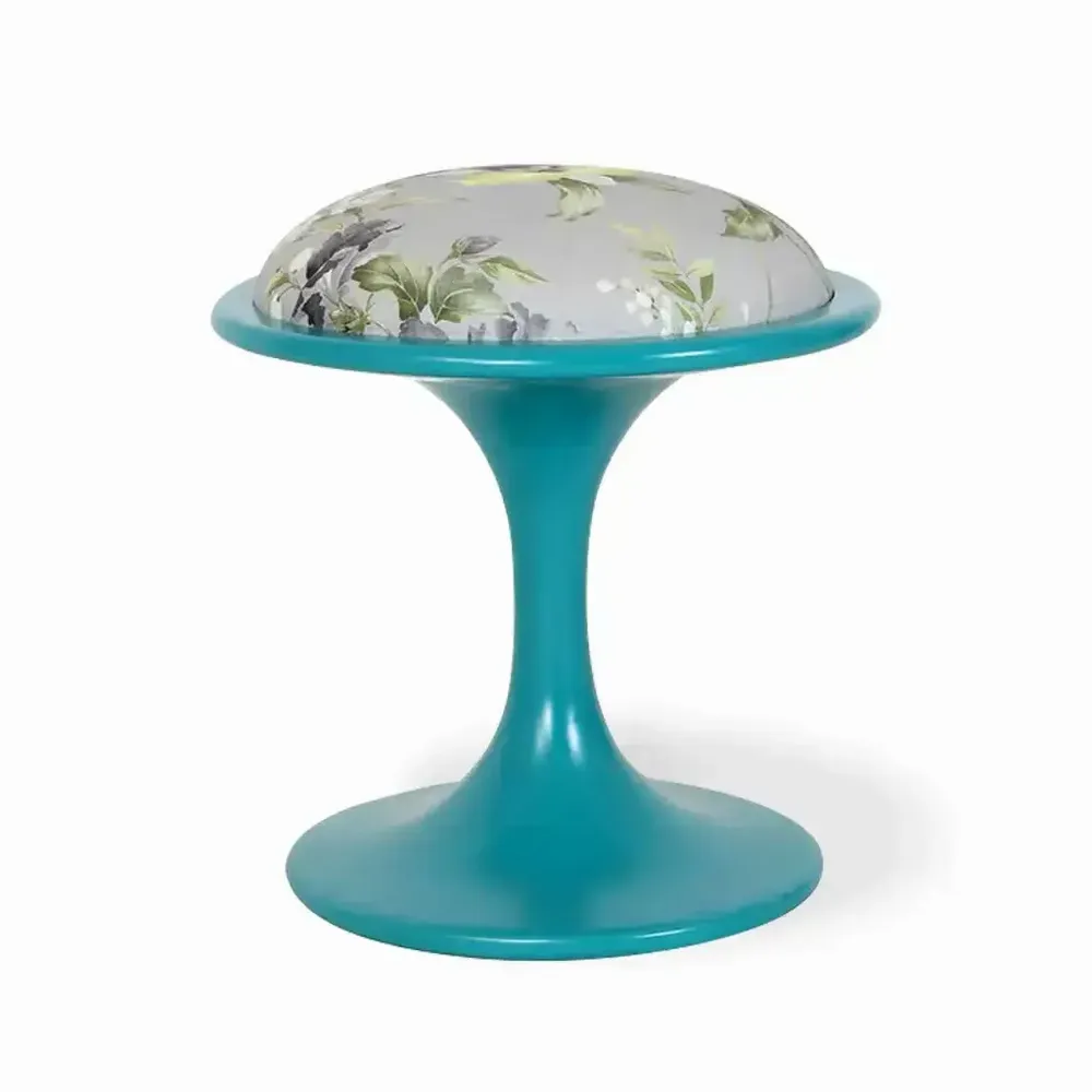 Ottomans - Orasa - Pouffe with Grey Floral Printed Fabric - ALANKARAM