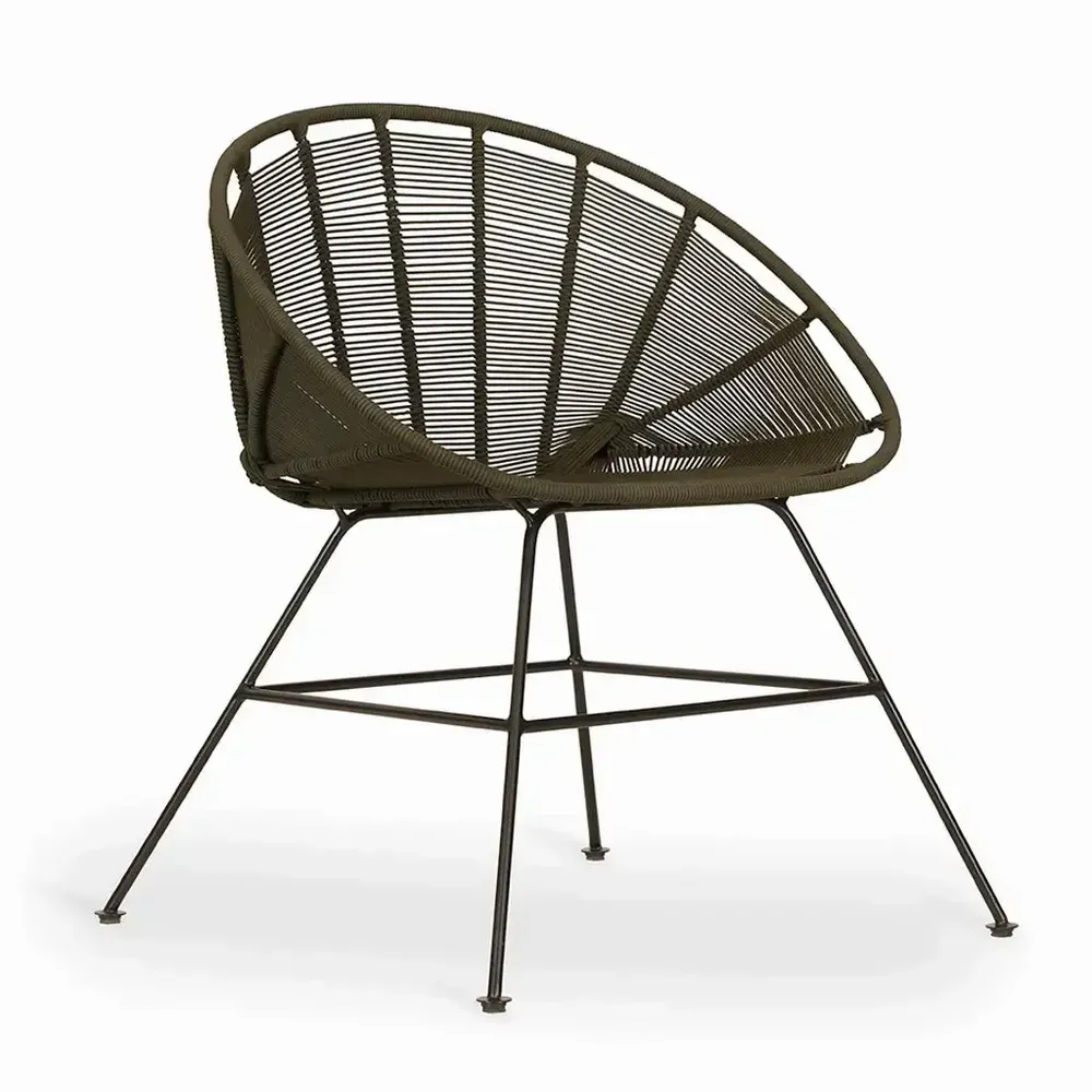 Chairs - Orgu - Metal Chair with Green Threads - ALANKARAM