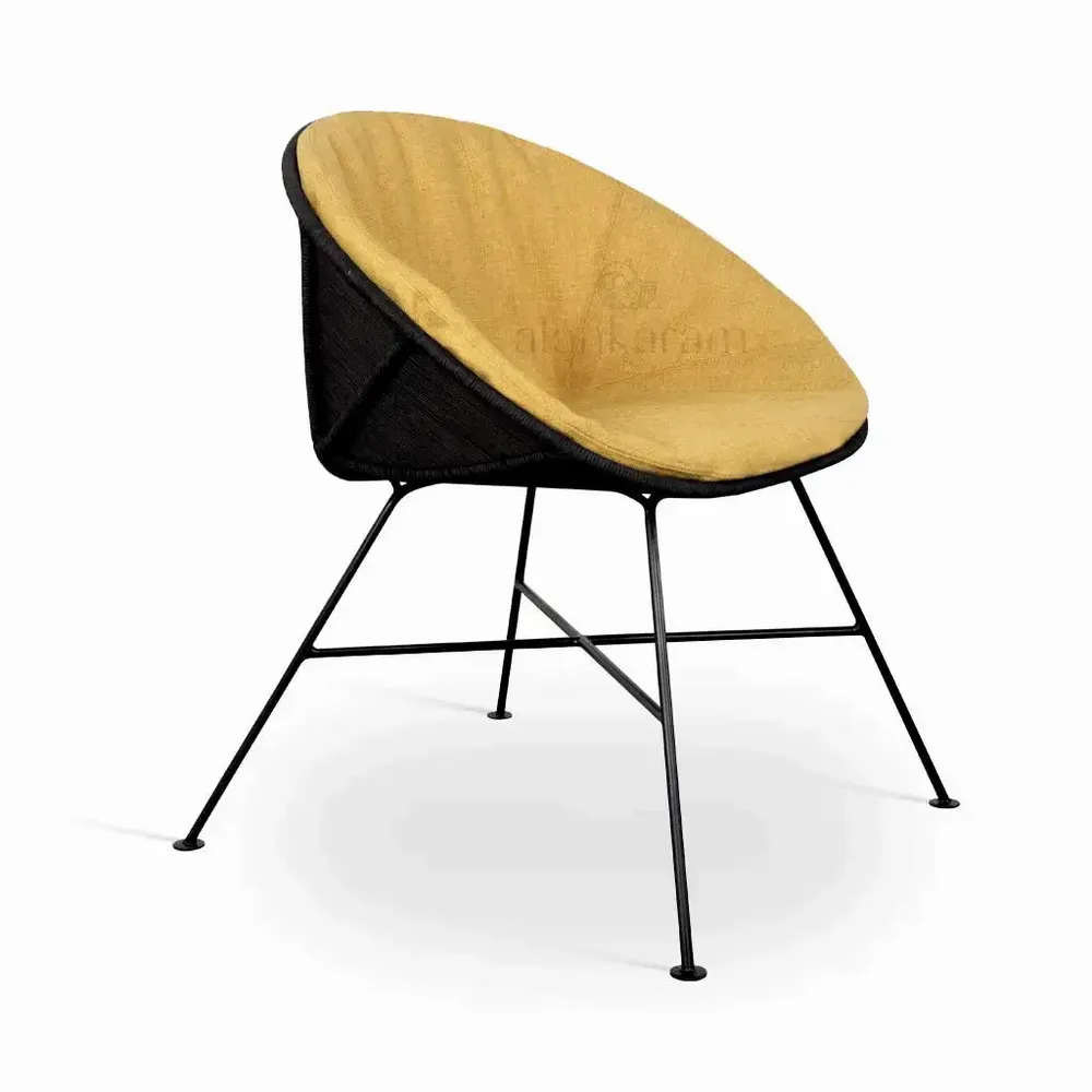 Chairs - Orgu - Metal Chair with Yellow and Black Fabric - ALANKARAM