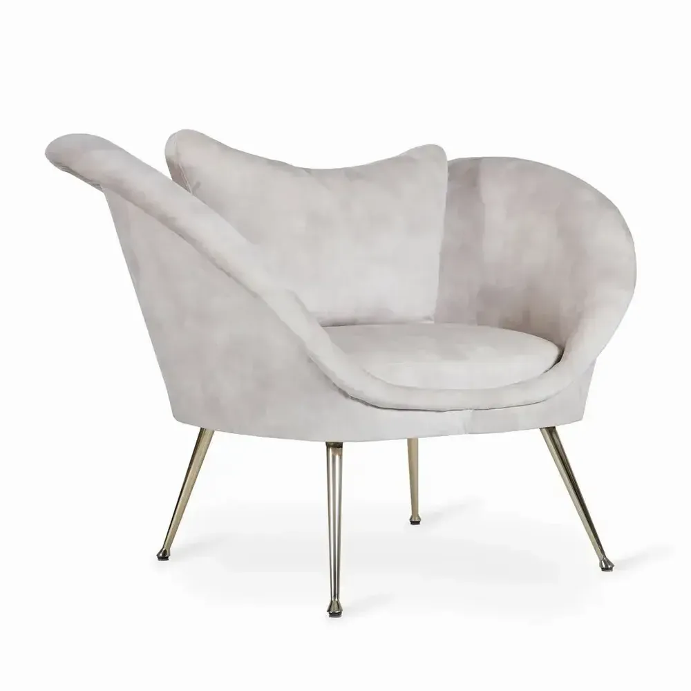Chaises - Paligo - Fauteuil Lounge en Tissu Blanc - ALANKARAM