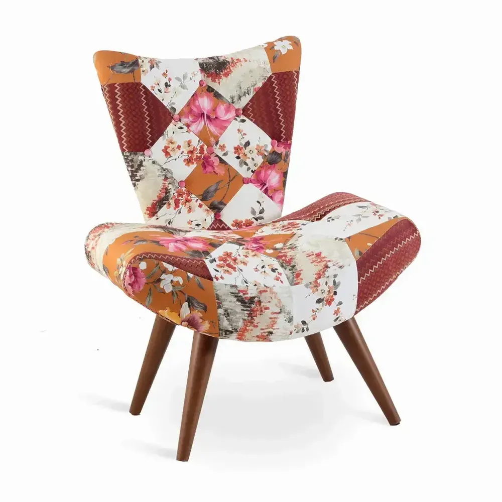Chaises - Papaki - Fauteuil Lounge en Tissu Imprimé Multicolore - ALANKARAM