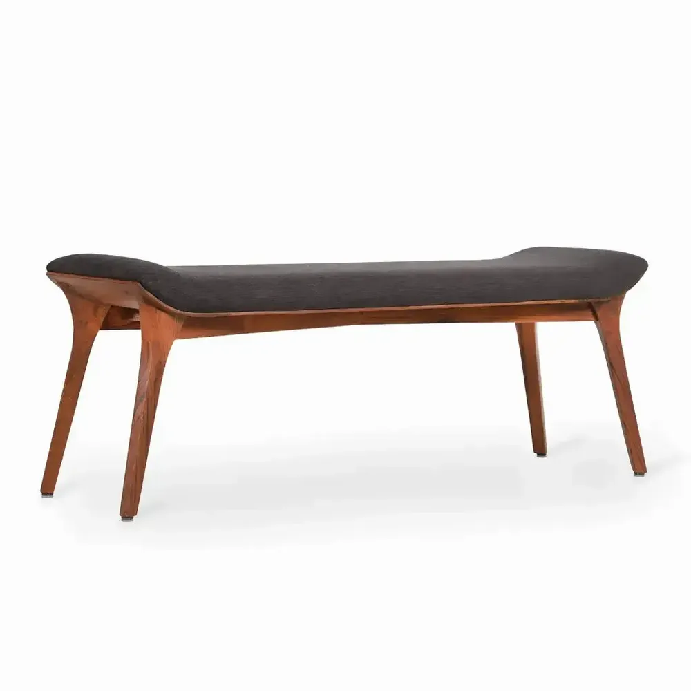 Bancs - Banc en teck Phalaka avec tissu noir - ALANKARAM