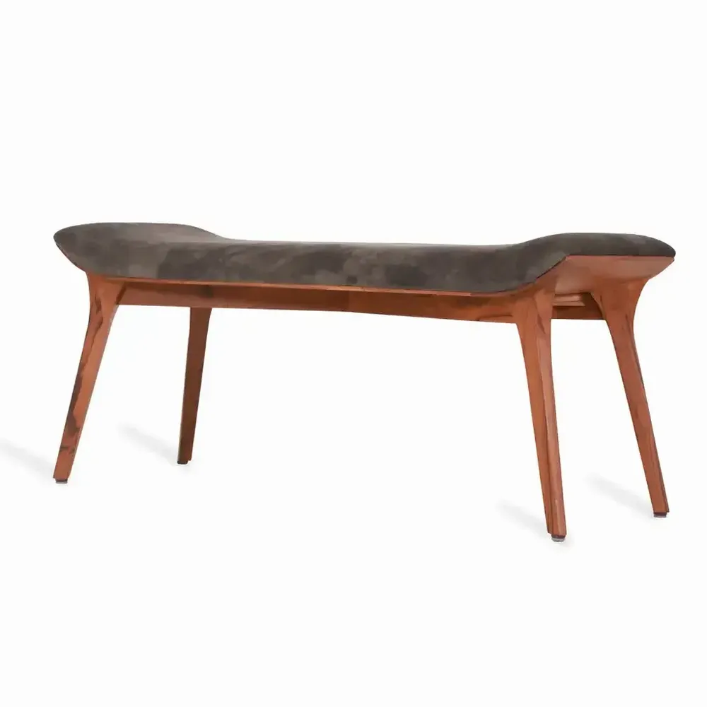 Bancs - Banc en teck Phalaka avec tissu vert foncé - ALANKARAM