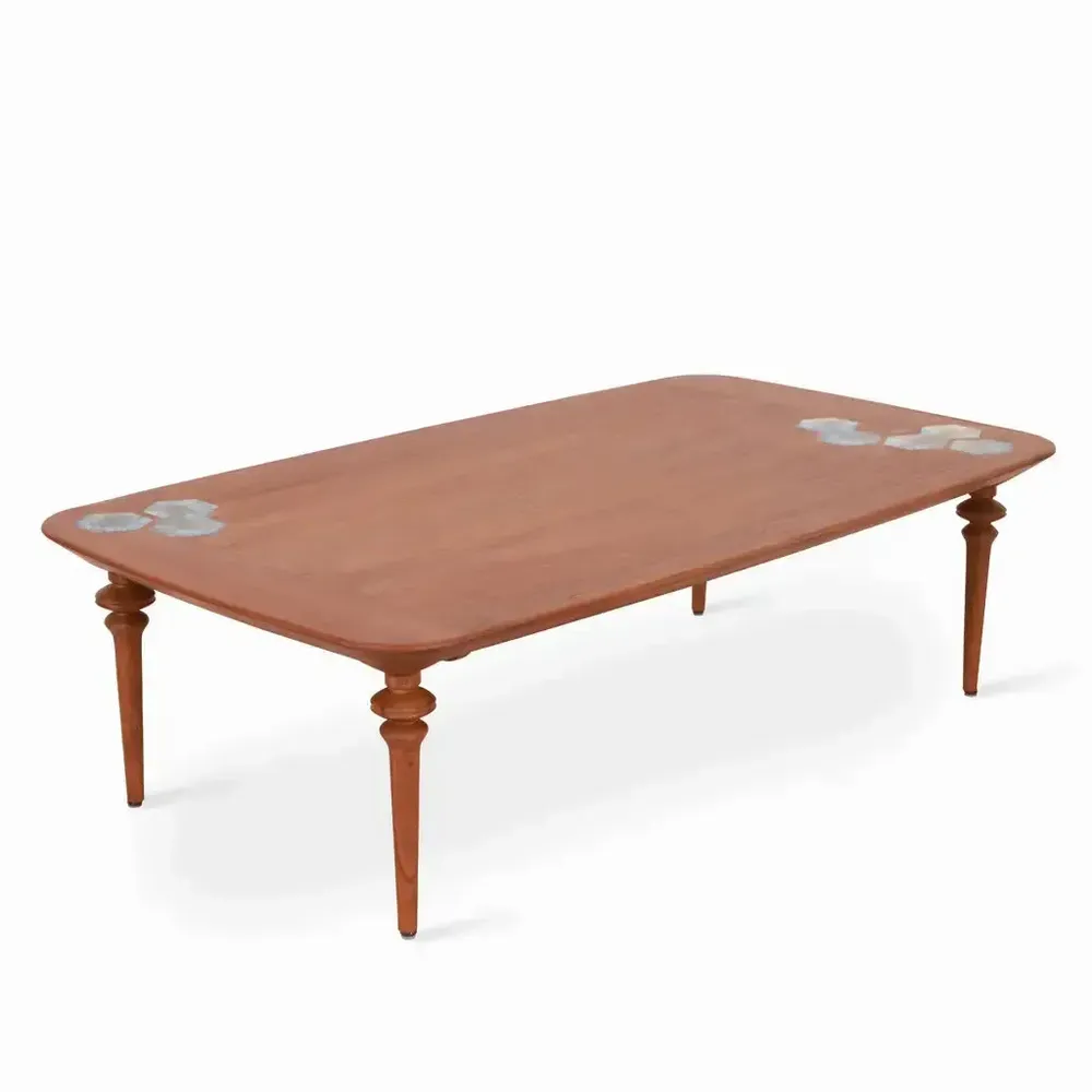 Dining Tables - Piki Teakwood Dining Table with Multicolor Artwork - ALANKARAM