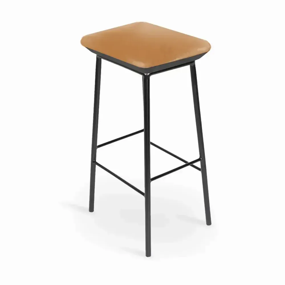 Chairs - Pluma Tan Leatherette High / Bar Stool - ALANKARAM