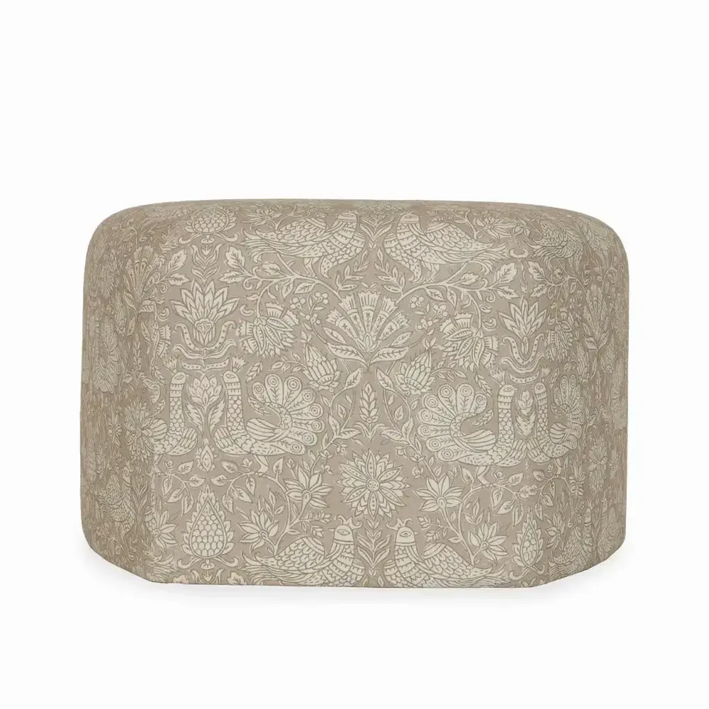 Poufs - Pouf - Ottoman pentagonal en tissu imprimé beige - ALANKARAM