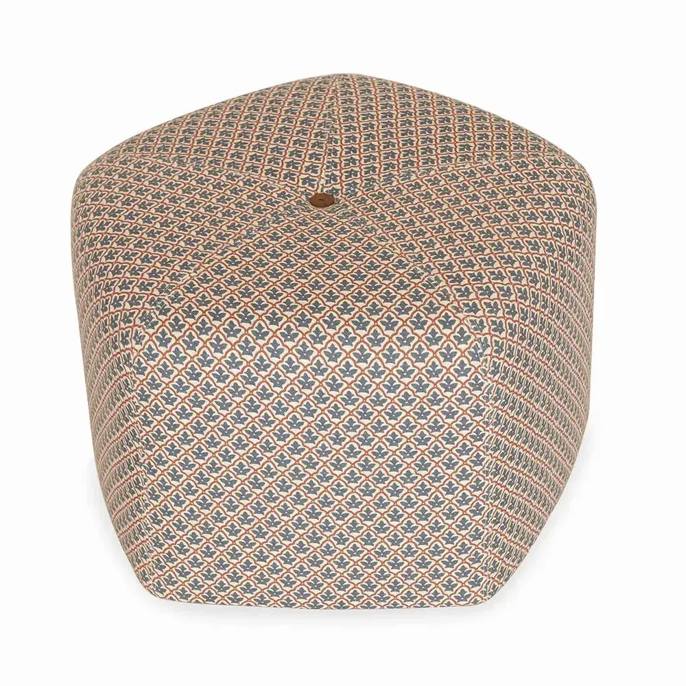 Poufs - Pouf - Ottoman pentagonal en tissu imprimé bleu - ALANKARAM