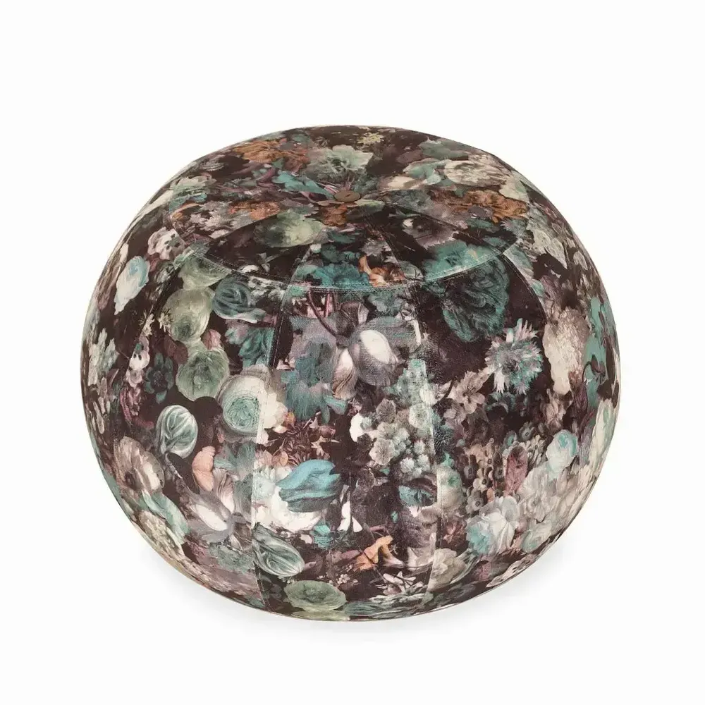 Poufs - Pouf rond en tissu imprimé multicolore - ALANKARAM