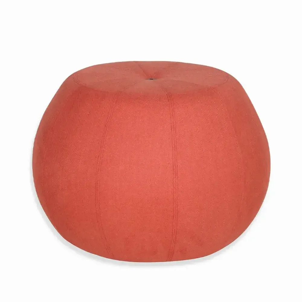 Poufs - Pouf - Ottoman rond en tissu rouge - ALANKARAM