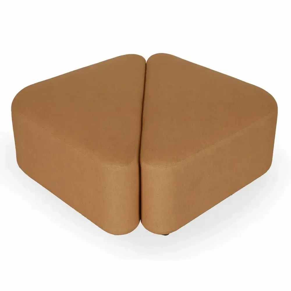 Ottomans - Pouffe - Square Ottoman with Mustard Color Fabric - ALANKARAM