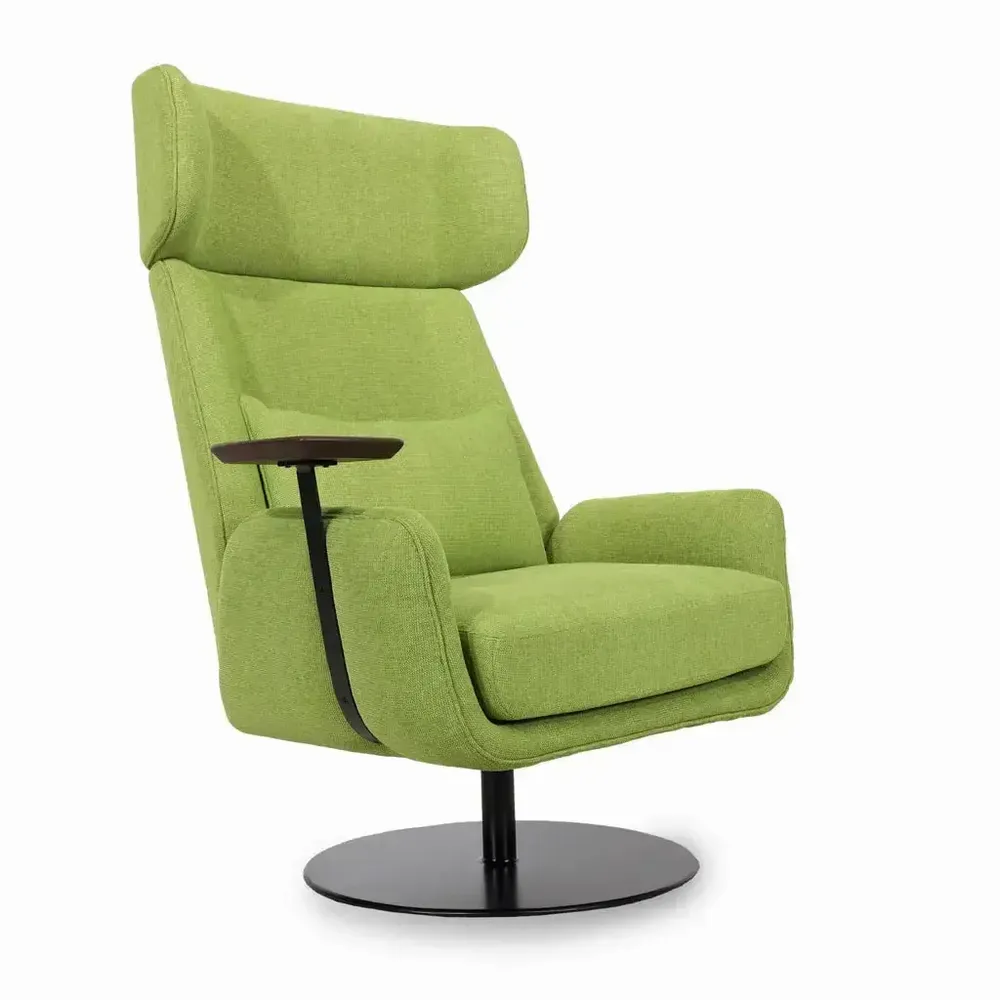 Chaises - Rik - Fauteuil Lounge en tissu vert et base en métal - ALANKARAM