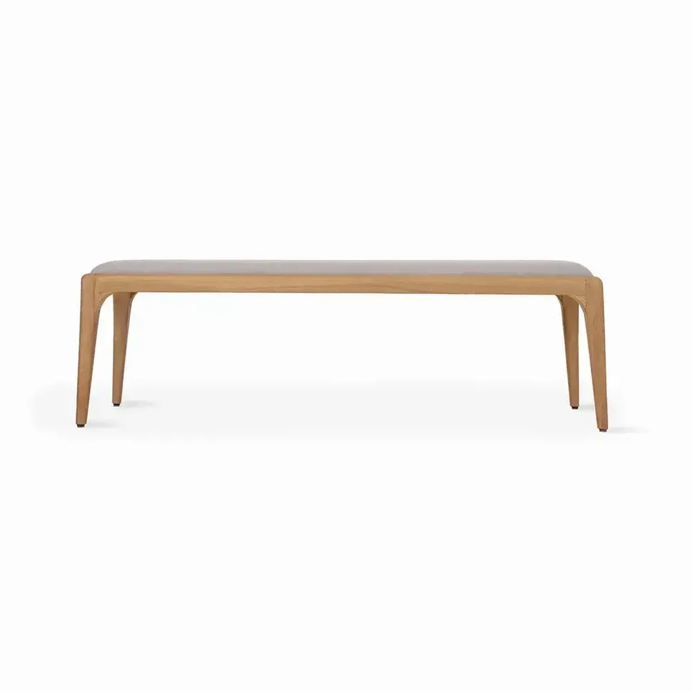 Bancs - Sira - Banc en bois massif avec tissu gris Coin - ALANKARAM