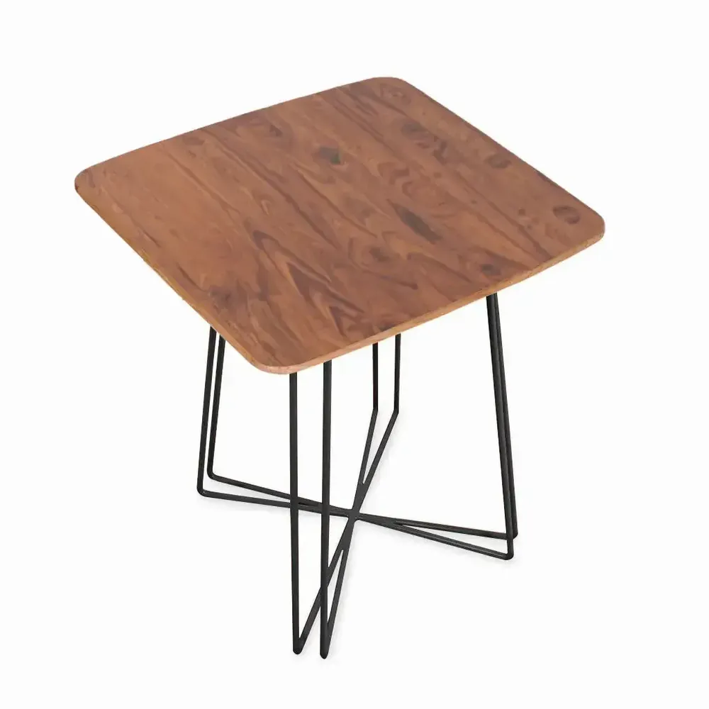 Other tables - Siriri - Metal Table with Teakwood Top - ALANKARAM