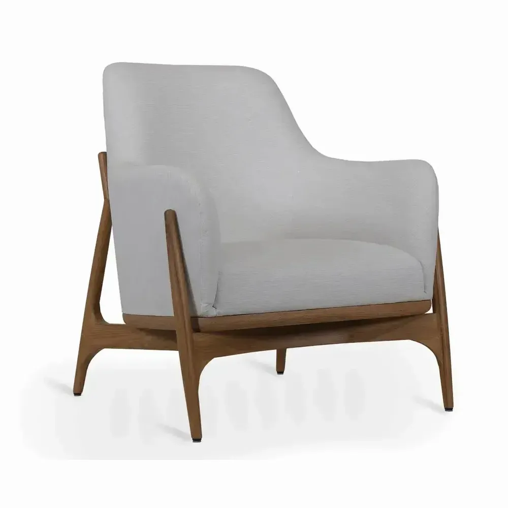 Chaises - Syva - Fauteuil Lounge en Tissu Blanc - ALANKARAM