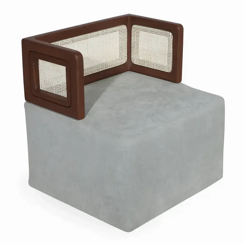 Poufs - Tenang - Pouf carré en tissu gris - ALANKARAM