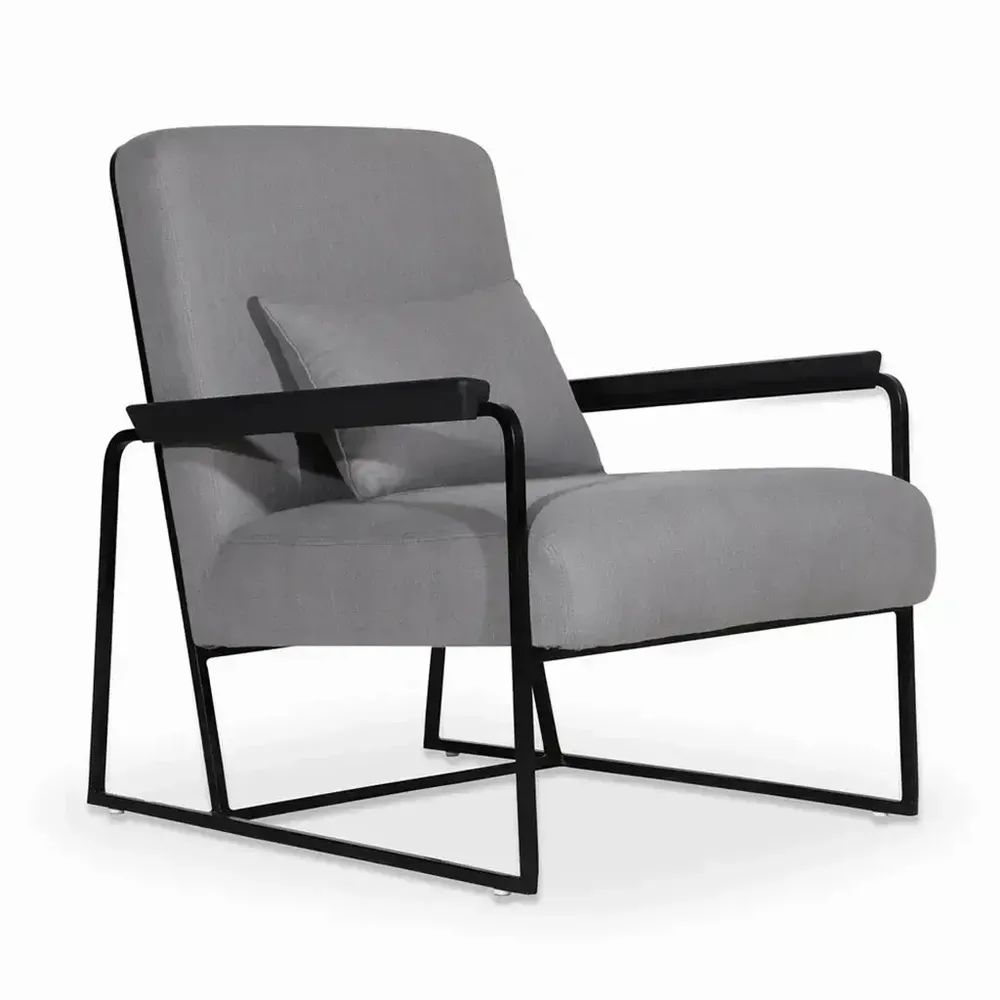 Chaises - Tubli - Fauteuil Lounge en Tissu Gris - ALANKARAM