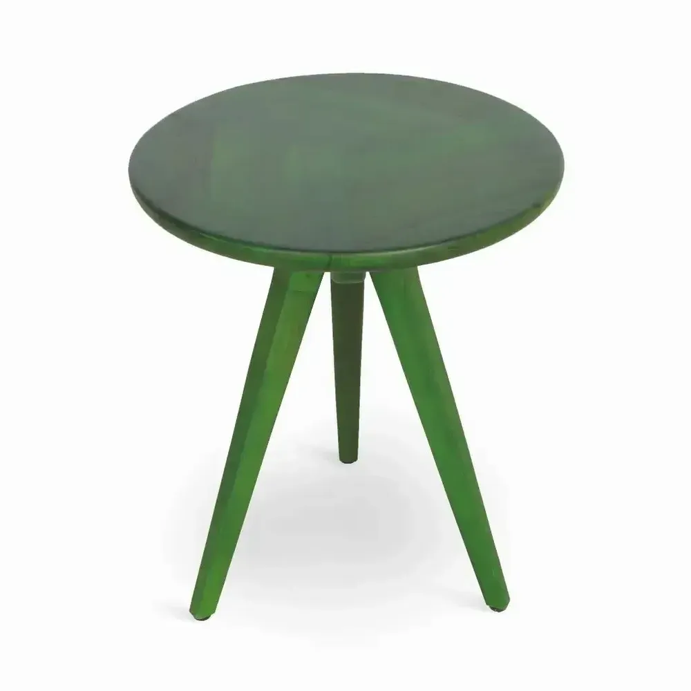 Other tables - Uku - Solidwood Side Table With Green Stain - ALANKARAM