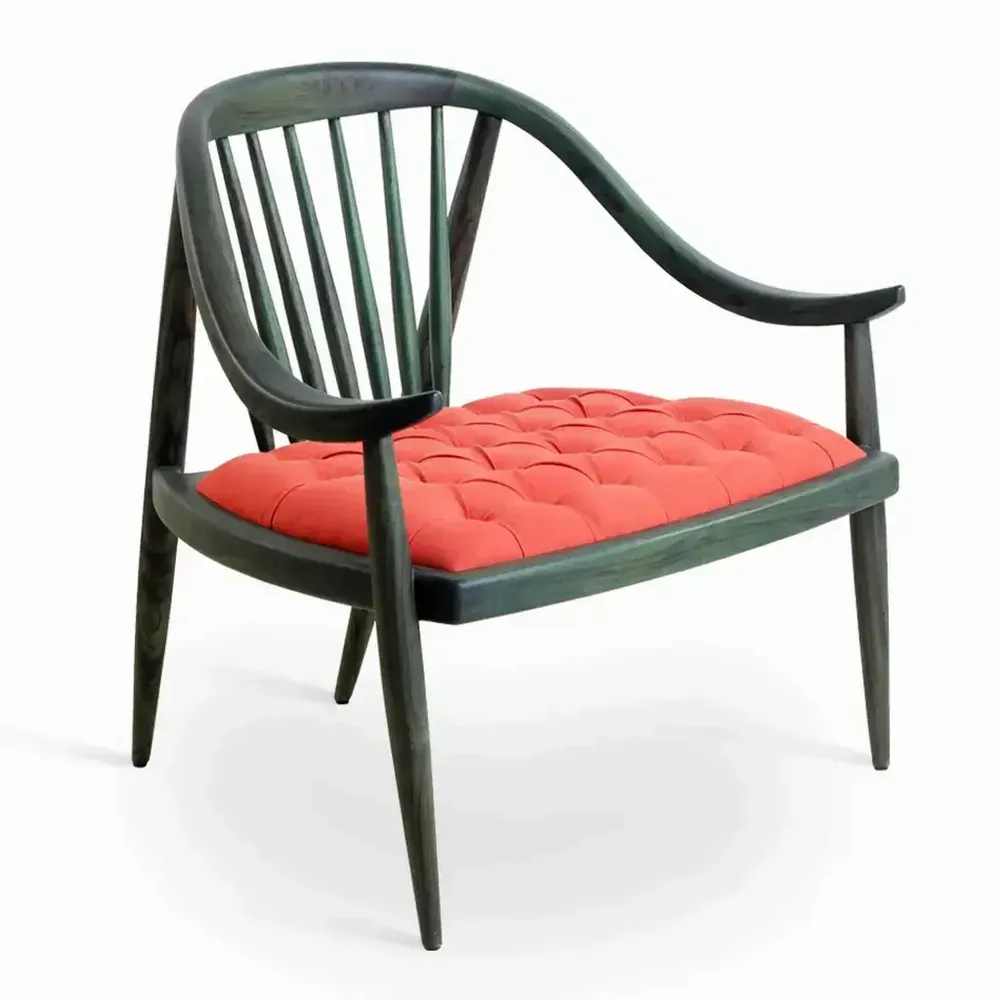 Chairs - Vakra - Lounge Chair With Green Stain - ALANKARAM