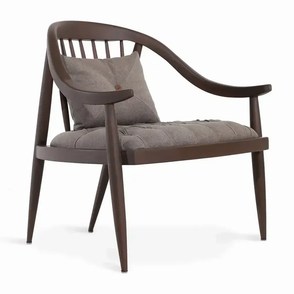 Chairs - Vakra - Lounge Chair With Walnut Stain - ALANKARAM