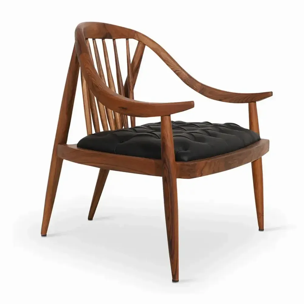 Chairs - Vakra - Teakwood Lounge Chair - ALANKARAM