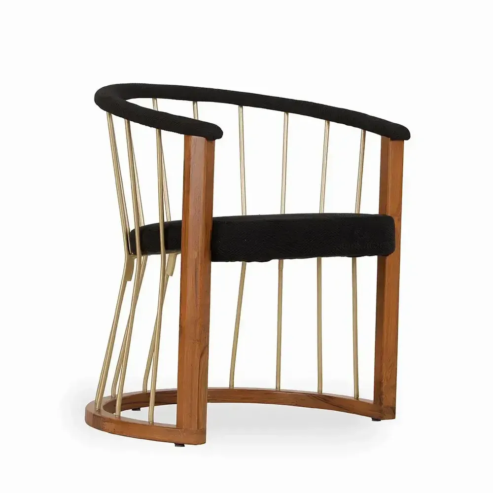 Chaises - Waahi - Fauteuil Lounge en Tissu Noir - ALANKARAM