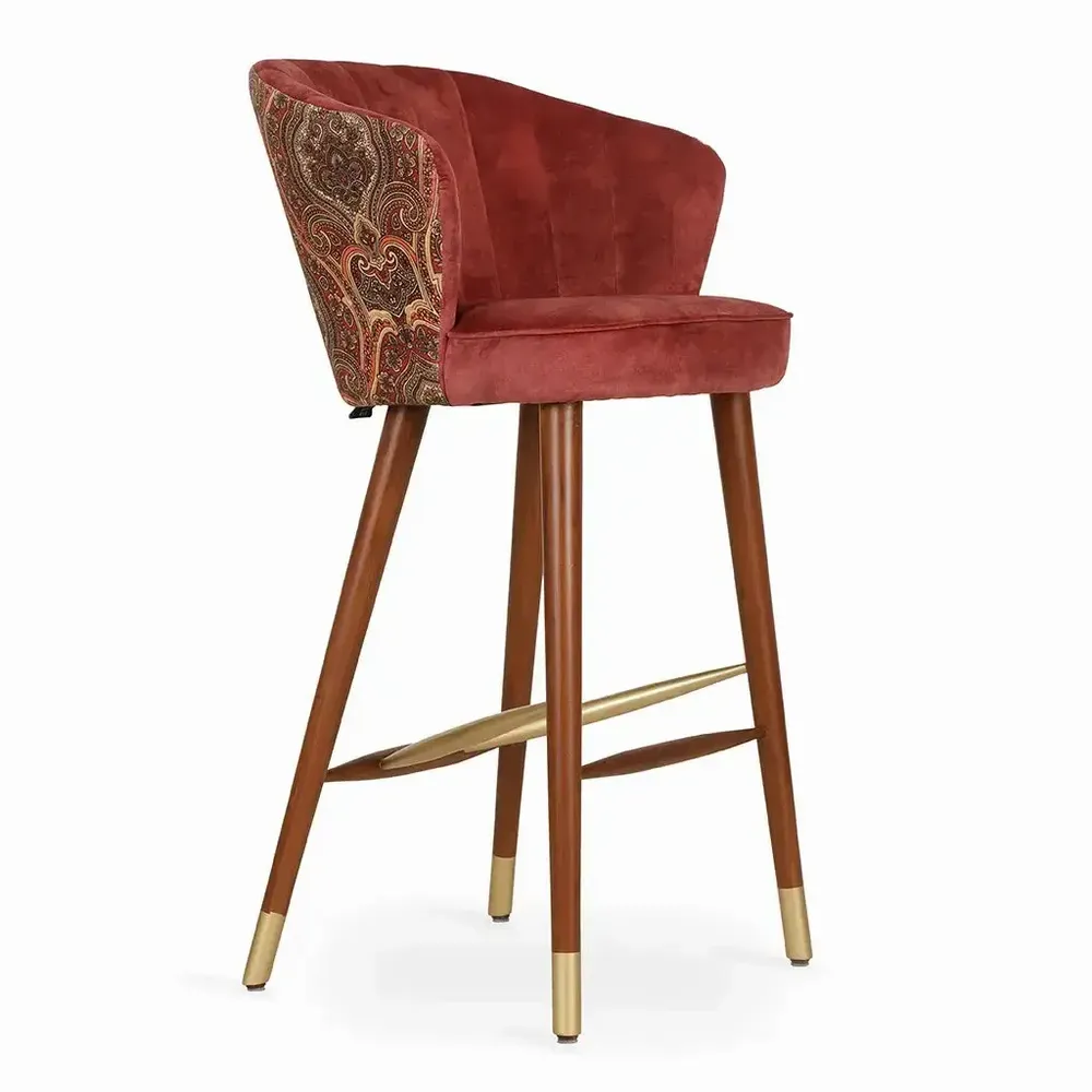 Chairs - Whawhe - High/Bar Chair with Maroon Color - ALANKARAM