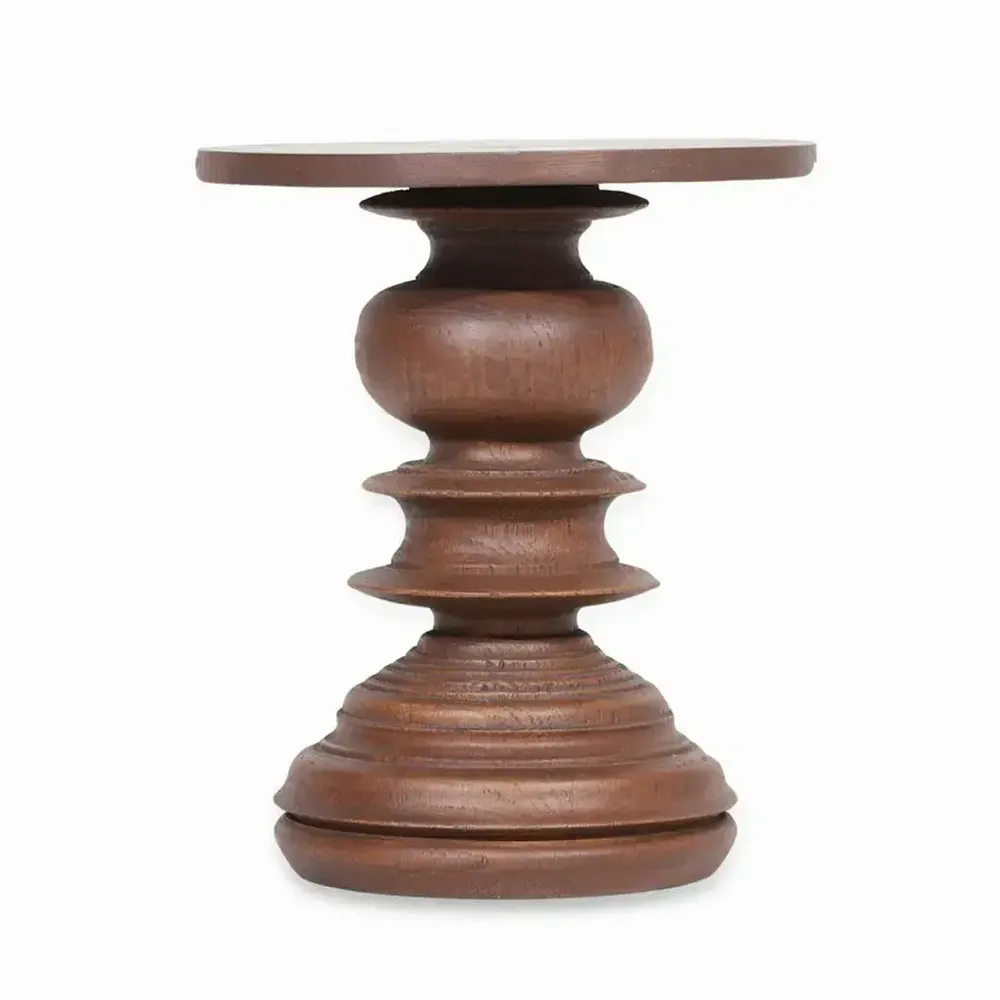 Decorative objects - Wooden Candle Stand, Russet Brown Color - ALANKARAM
