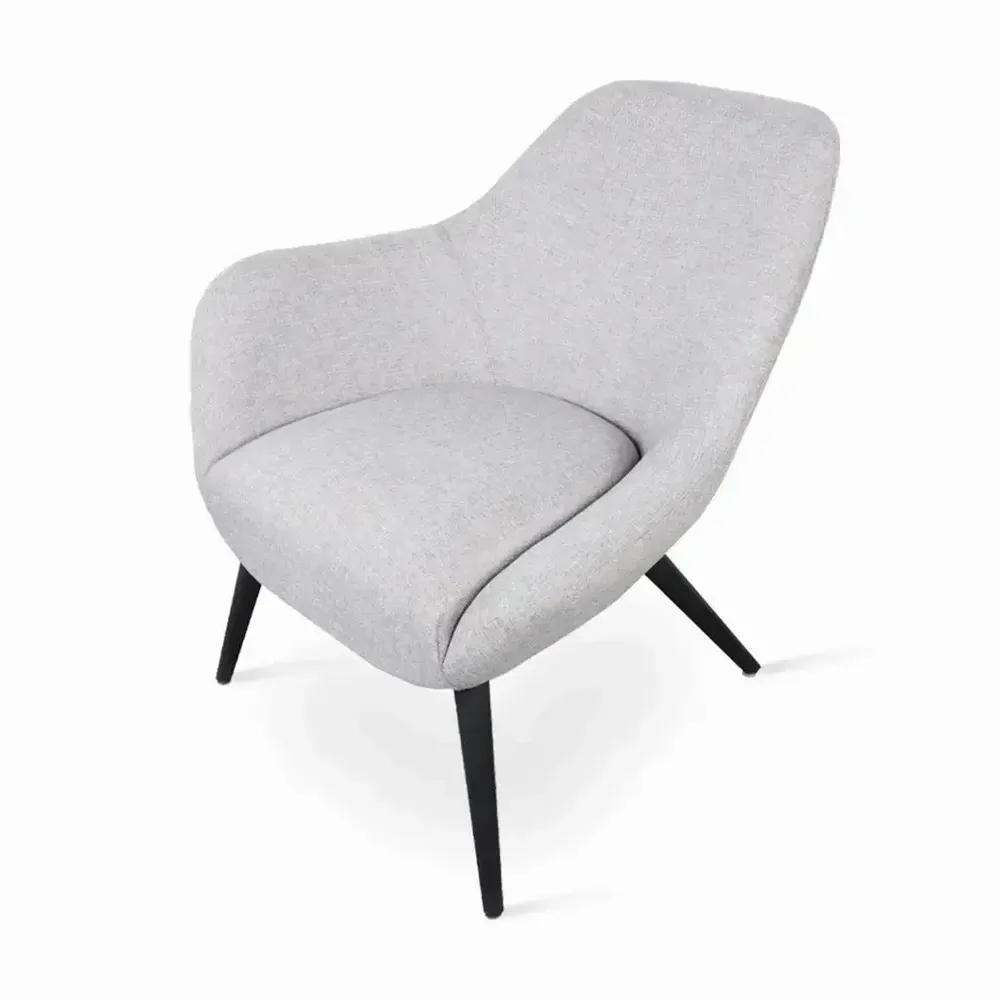 Chairs - Yarmi - Lounge Chair with Grey Fabric - ALANKARAM