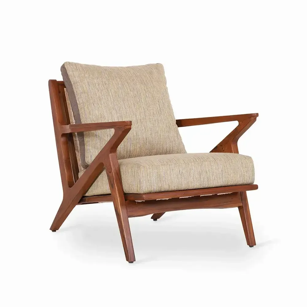 Chaises - Chaise Z - Chaise longue en tissu beige - ALANKARAM