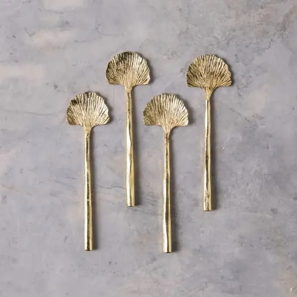 Cutlery set - Gingko Mini Spoons, Gold, Set of 4 - BE HOME