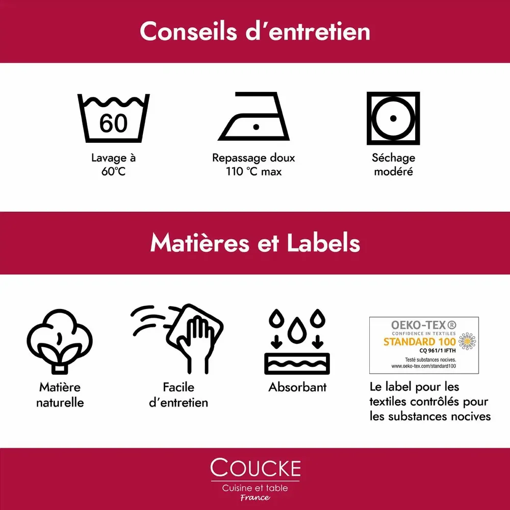 Tea towel - Printed cotton tea towel, POT DE CONFITURE - COUCKE
