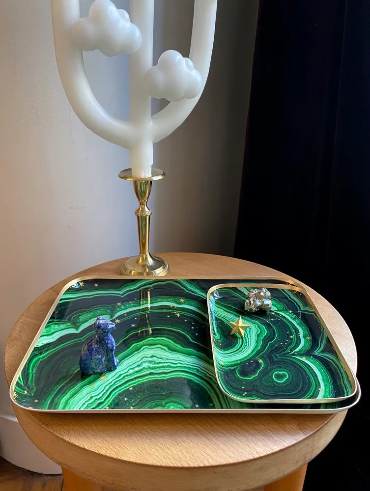 Trays - Malachite enamelled tray - PARADISIO IMAGINARIUM