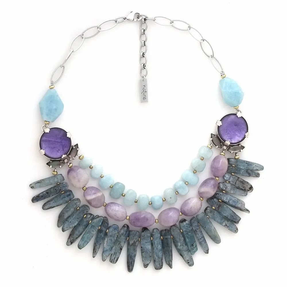 Jewelry - Plastron necklace with kyanite, amethyst and aquamarine – GOTBORG - NATURE BIJOUX