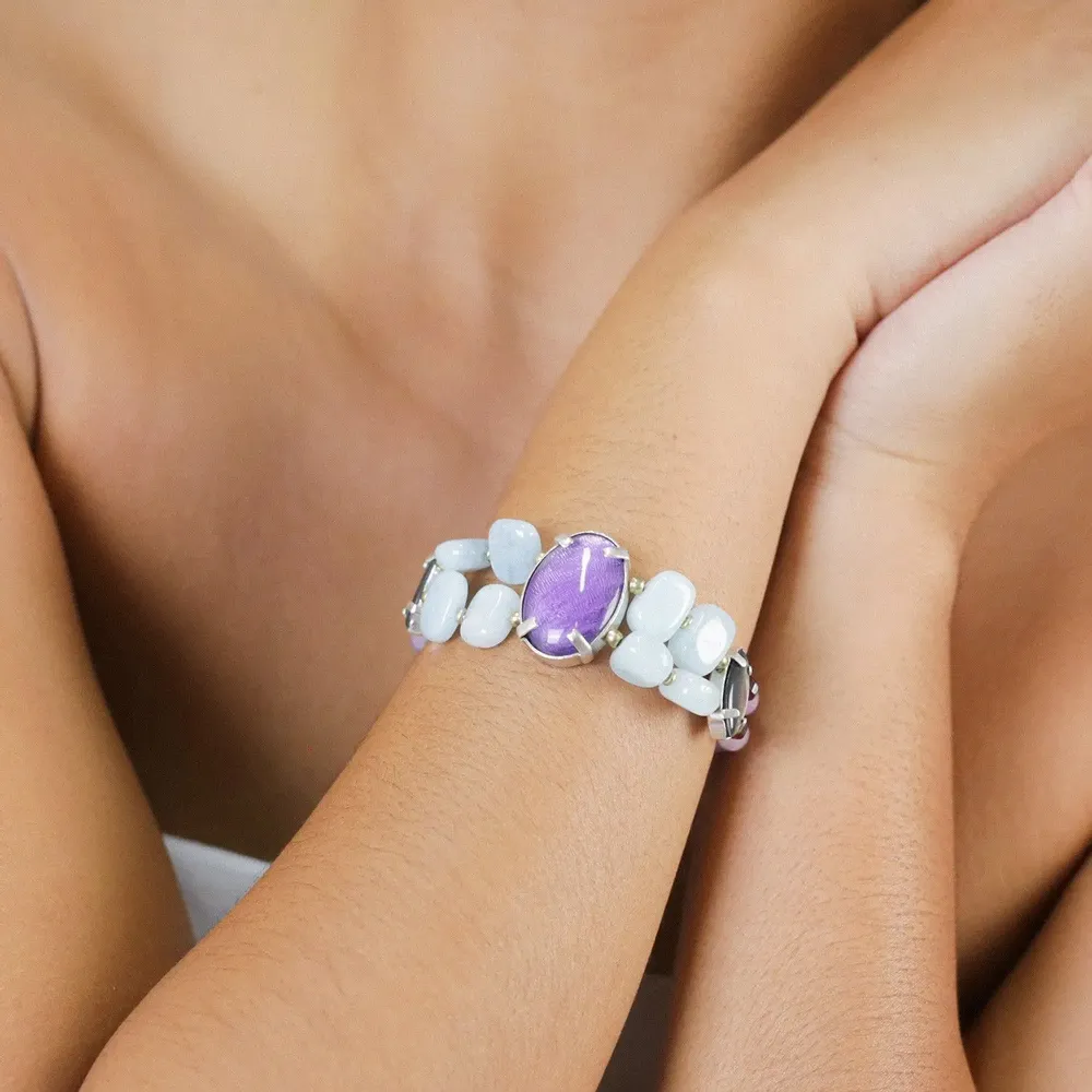 Jewelry - 2 rows bracelet with violet cab – GOTBORG - NATURE BIJOUX