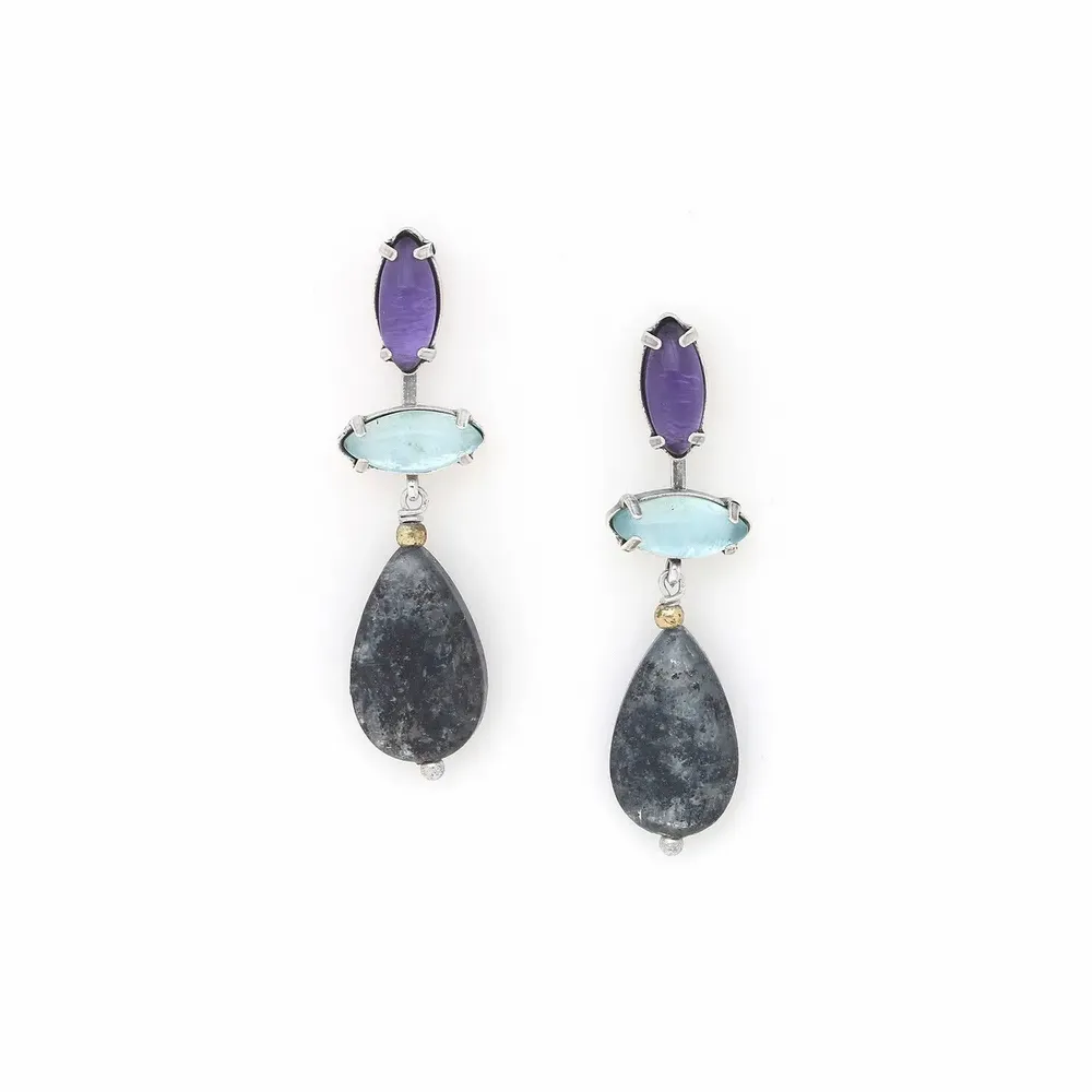 Bijoux - Boucles d’oreilles poussoir goutte kyanite– GOTBORG - NATURE BIJOUX