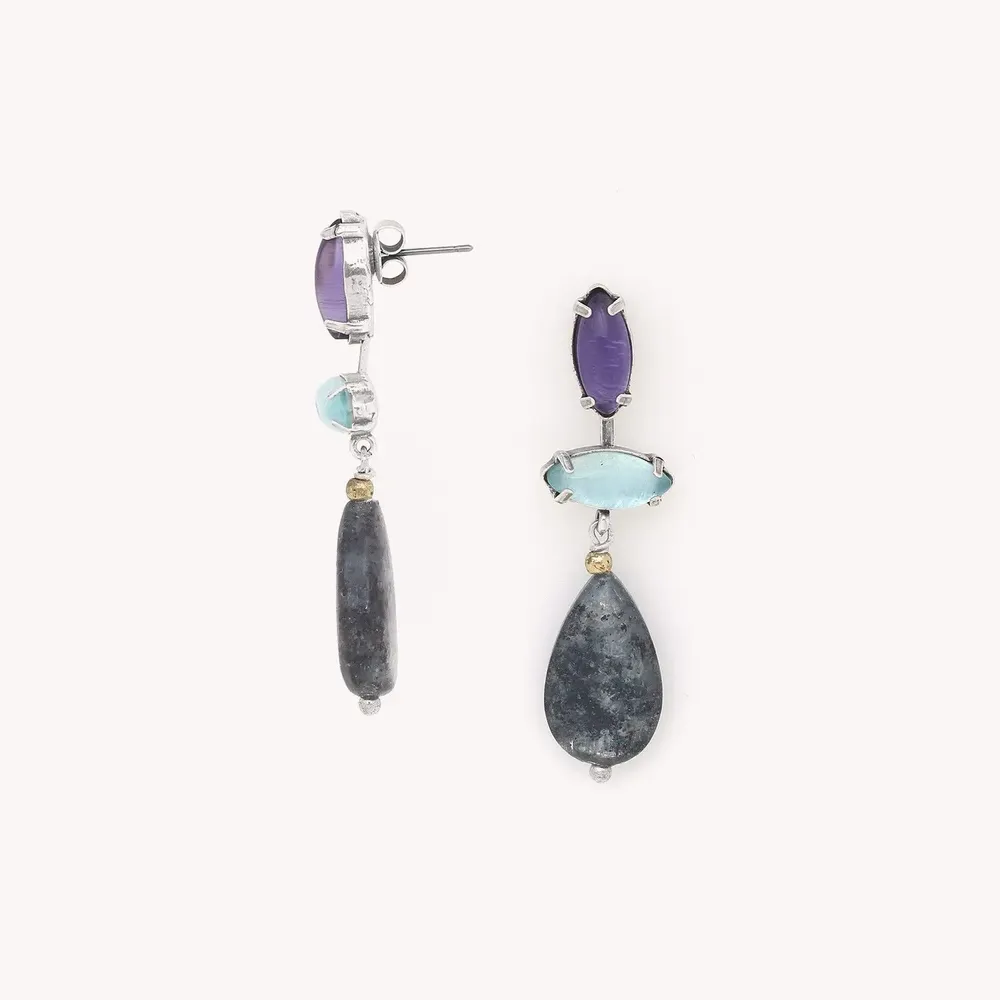Bijoux - Boucles d’oreilles poussoir goutte kyanite– GOTBORG - NATURE BIJOUX