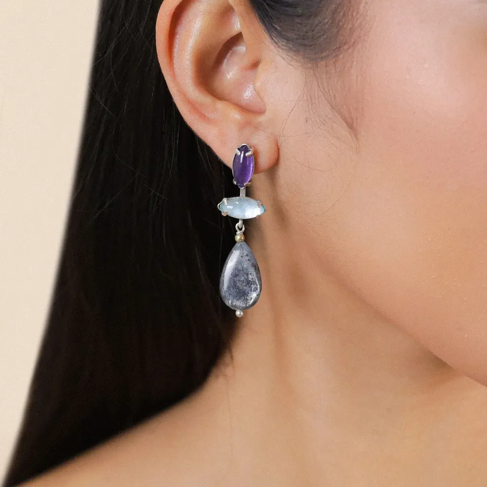 Bijoux - Boucles d’oreilles poussoir goutte kyanite– GOTBORG - NATURE BIJOUX