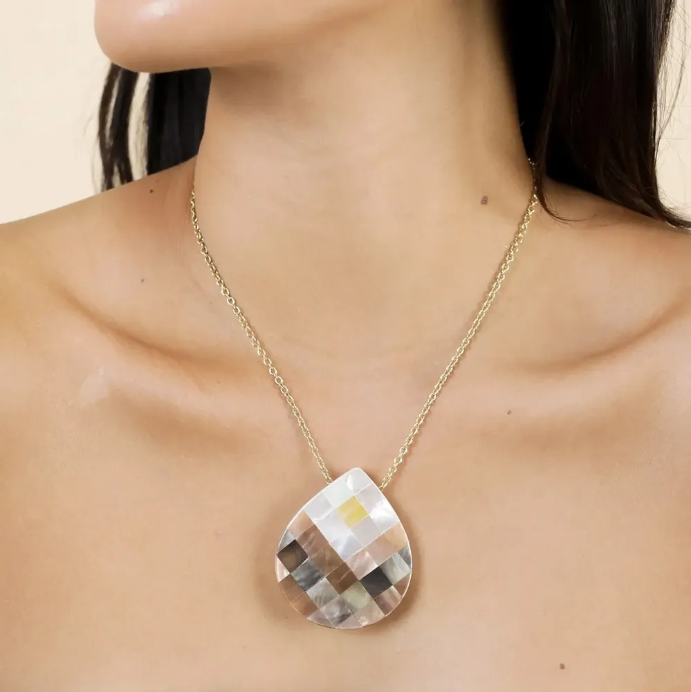Bijoux - Collier pendentif goutte marqueterie – SAN LAZZARO - NATURE BIJOUX