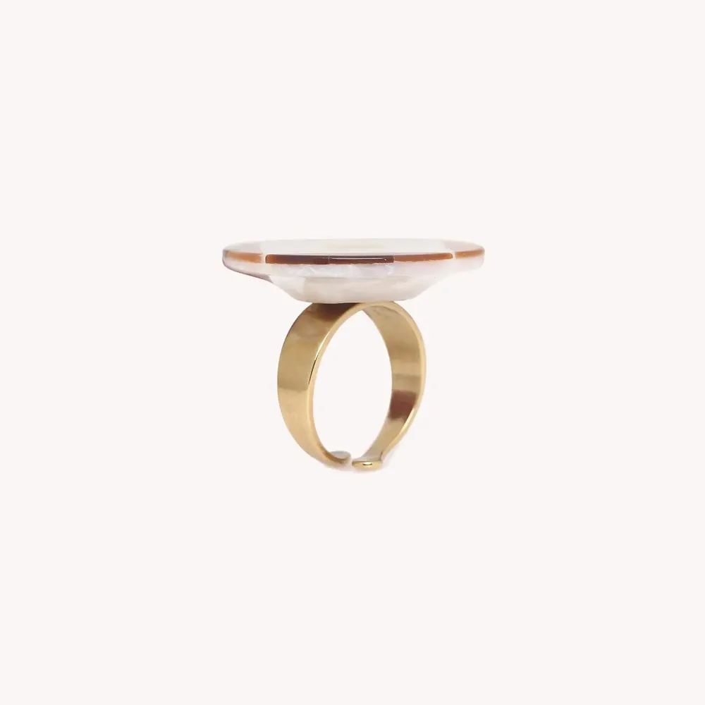 Bijoux - Bague ajustable marqueterie ronde – SAN LAZZARO - NATURE BIJOUX