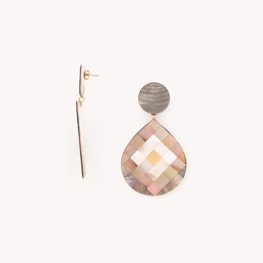 Jewelry - XL post earrings 4 shell marquetry – SAN LAZZARO - NATURE BIJOUX