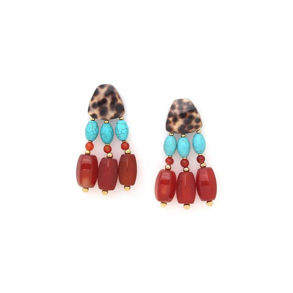 Bijoux - Boucles d'oreilles poussoir 3 rangs– SURABAYA - NATURE BIJOUX