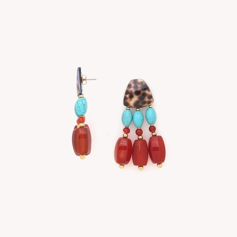 Bijoux - Boucles d'oreilles poussoir 3 rangs– SURABAYA - NATURE BIJOUX
